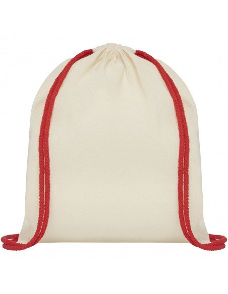 Oregon 100 g/m² cotton drawstring backpack with coloured cords