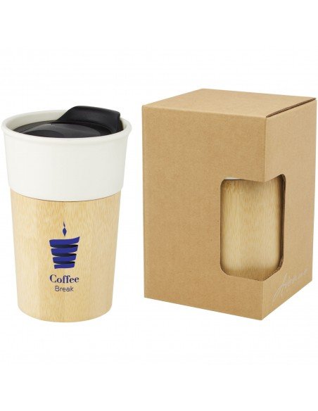 Pereira 320 ml porcelain mug with bamboo outer wall