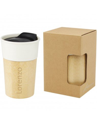 Pereira 320 ml porcelain mug with bamboo outer wall