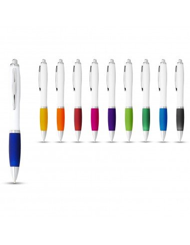Nash ballpoint pen white barrel and coloured grip