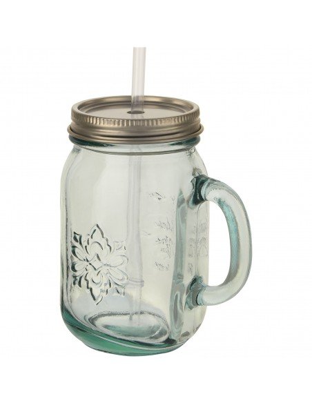 Juggo recycled glass mug with straw