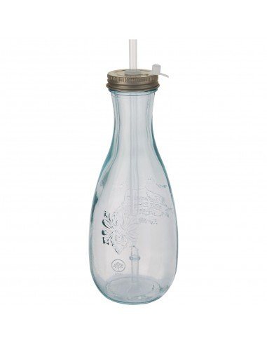 Polpa recycled glass bottle with straw
