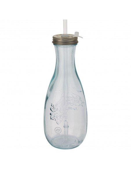 Polpa recycled glass bottle with straw