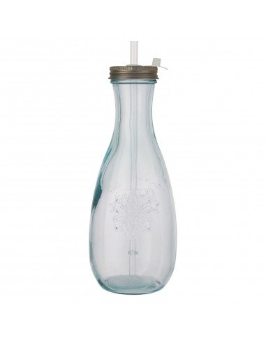 Polpa recycled glass bottle with straw
