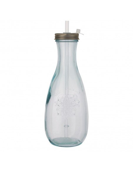 Polpa recycled glass bottle with straw
