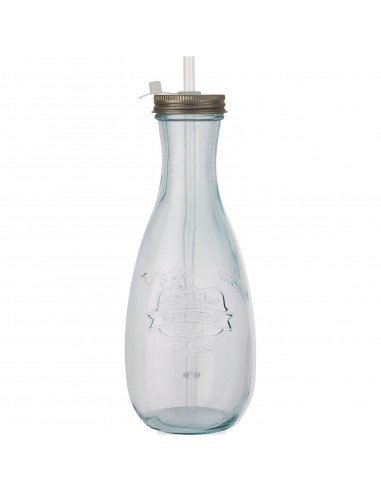 Polpa recycled glass bottle with straw
