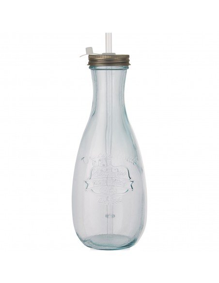 Polpa recycled glass bottle with straw