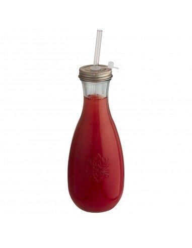 Polpa recycled glass bottle with straw