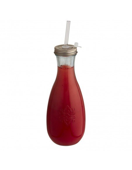 Polpa recycled glass bottle with straw