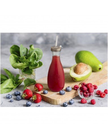 Polpa recycled glass bottle with straw