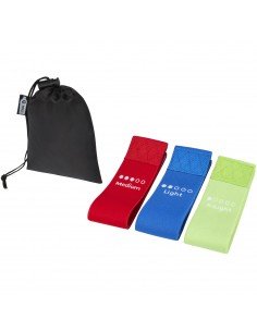 Olivia 3-piece set of yoga bands in recycled PET pouch