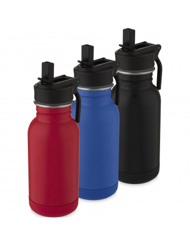 Lina 400 ml stainless steel sport bottle with straw and loop