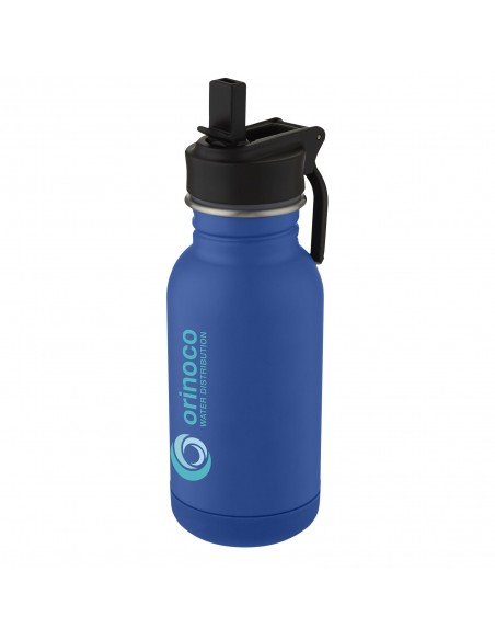 Lina 400 ml stainless steel sport bottle with straw and loop