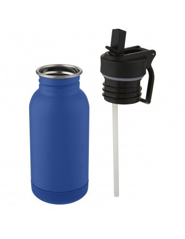 Lina 400 ml stainless steel sport bottle with straw and loop