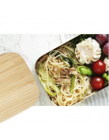 Tite stainless steel lunch box with bamboo lid