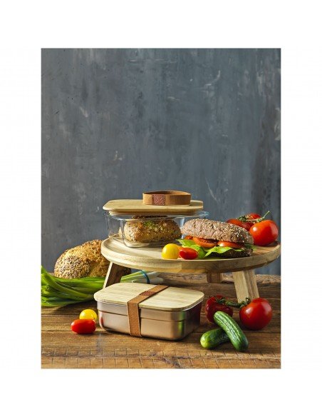 Tite stainless steel lunch box with bamboo lid