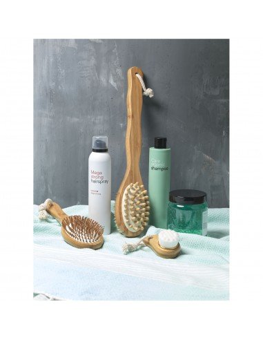 Orion 2-function bamboo shower brush and massager