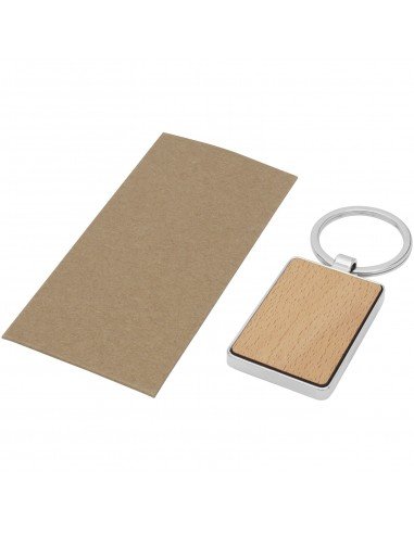 Mauro beech wood rectangular keychain