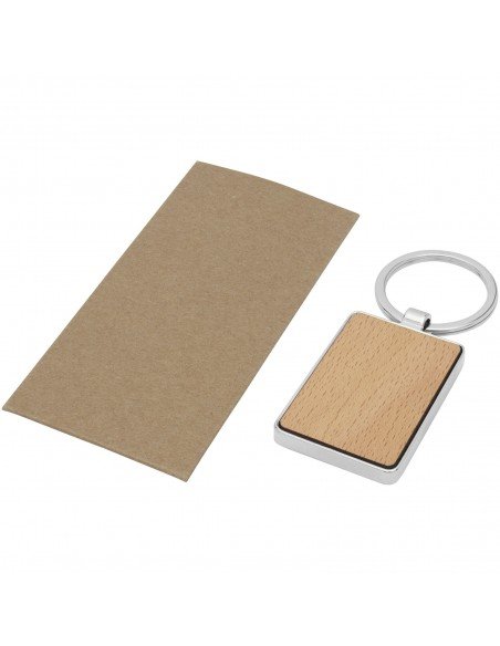 Mauro beech wood rectangular keychain