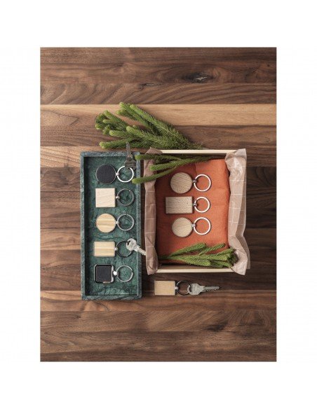 Mauro beech wood rectangular keychain