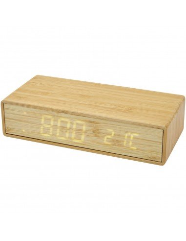 Minata bamboo wireless charger with clock