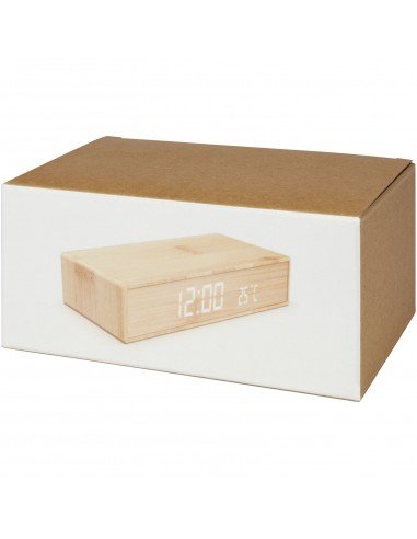 Minata bamboo wireless charger with clock
