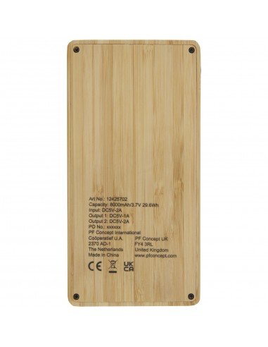 Alata 8000mAh bamboo solar power bank