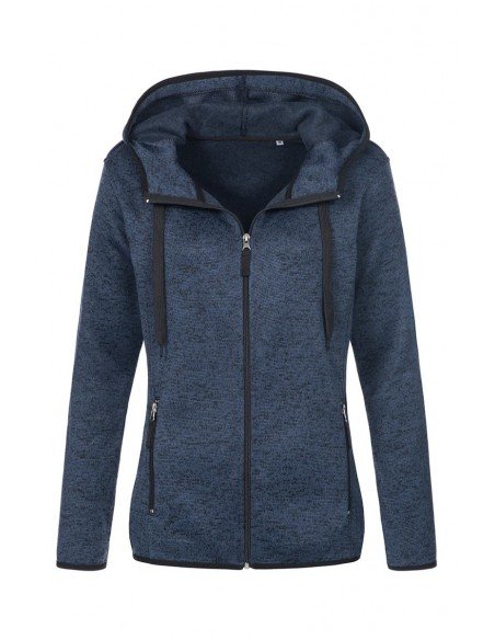 Moteriški megzto fliso džemperiai su užtrauktuku ir gobtuvu