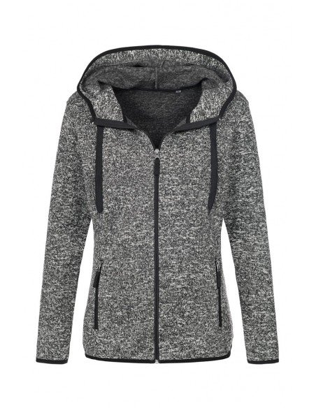 Moteriški megzto fliso džemperiai su užtrauktuku ir gobtuvu