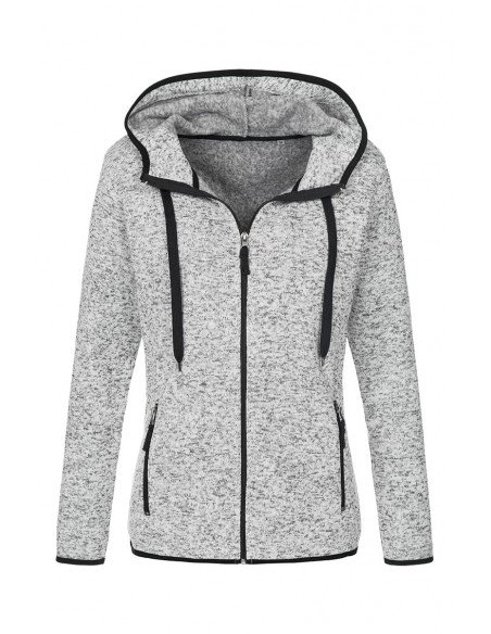 Moteriški megzto fliso džemperiai su užtrauktuku ir gobtuvu