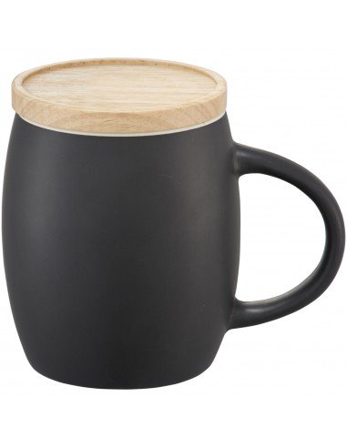 Hearth 400 ml ceramic mug with wooden coaster