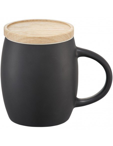 Hearth 400 ml ceramic mug with wooden coaster