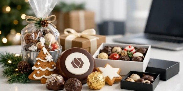 Kalėdiniai saldumynai su logotipu verslui